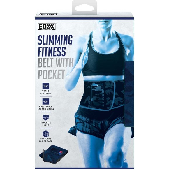 EDX 10” Slimming Fitness Belt With Pocket, Navy - Picture 1 of 6